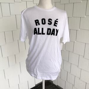 Kid Dangerous Women's White/Black "Rosé All Day" Crew Neck Graphic Tee sz M